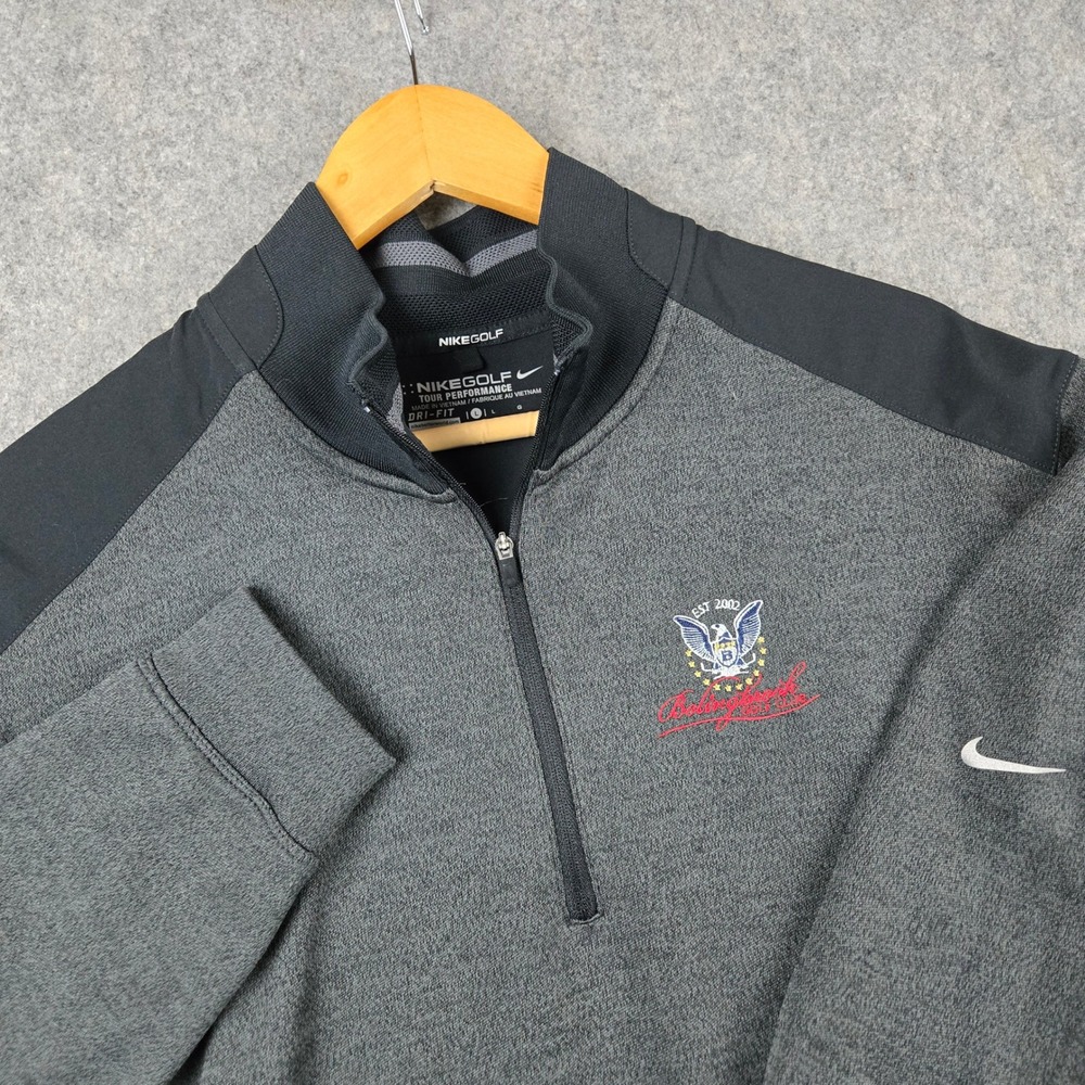 Nike Golf 1/4 Zip Pullover Mens L Gray Tour Performance Bolingbrook Club Dri-Fit